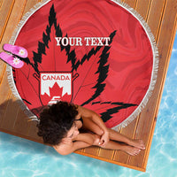 Custom Canada Curling Beach Blanket Go Maple Leaf Marble Style - Wonder Print Shop