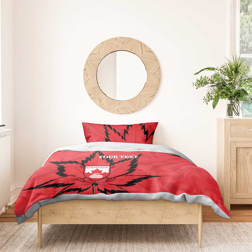 Custom Canada Curling Bedding Set Go Maple Leaf Marble Style - Wonder Print Shop