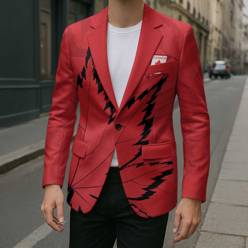 Custom Canada Curling Blazer Go Maple Leaf Marble Style - Wonder Print Shop