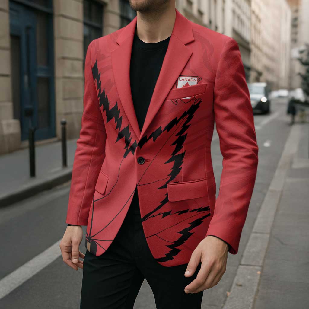 Custom Canada Curling Blazer Go Maple Leaf Marble Style - Wonder Print Shop