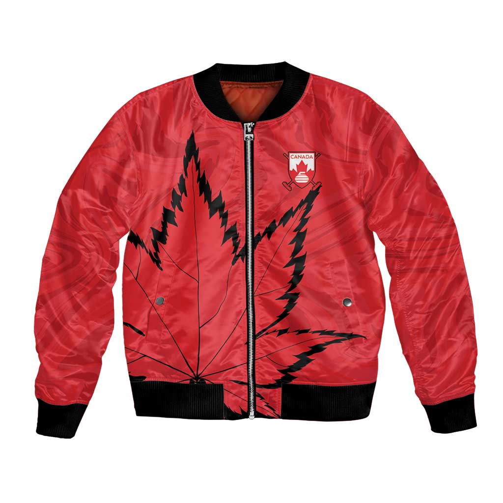 Custom Canada Curling Bomber Jacket Go Maple Leaf Marble Style - Wonder Print Shop