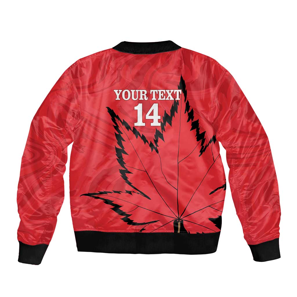 Custom Canada Curling Bomber Jacket Go Maple Leaf Marble Style - Wonder Print Shop