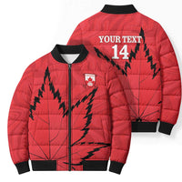 Custom Canada Curling Bomber Puffer Jacket Go Maple Leaf Marble Style - Wonder Print Shop