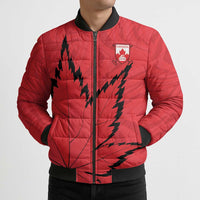 Custom Canada Curling Bomber Puffer Jacket Go Maple Leaf Marble Style - Wonder Print Shop