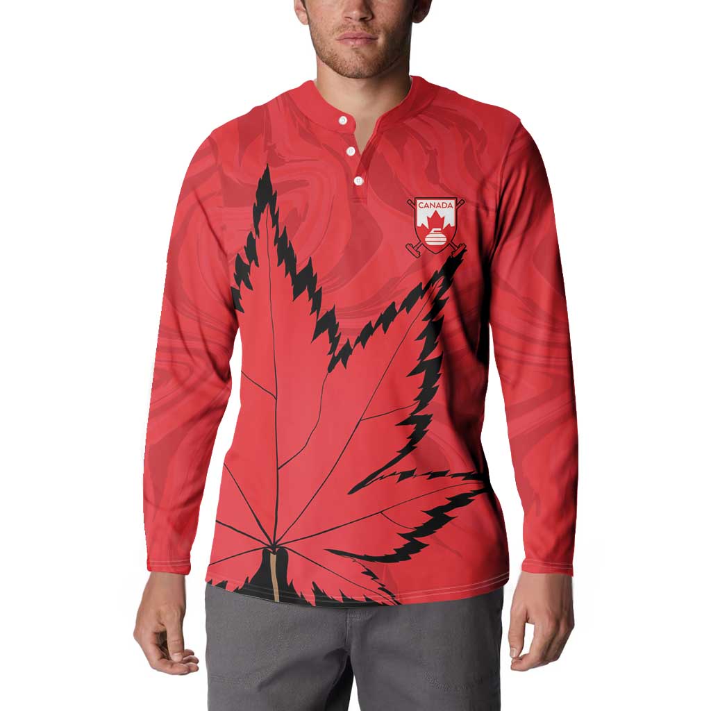 Custom Canada Curling Button Sweatshirt Go Maple Leaf Marble Style - Wonder Print Shop