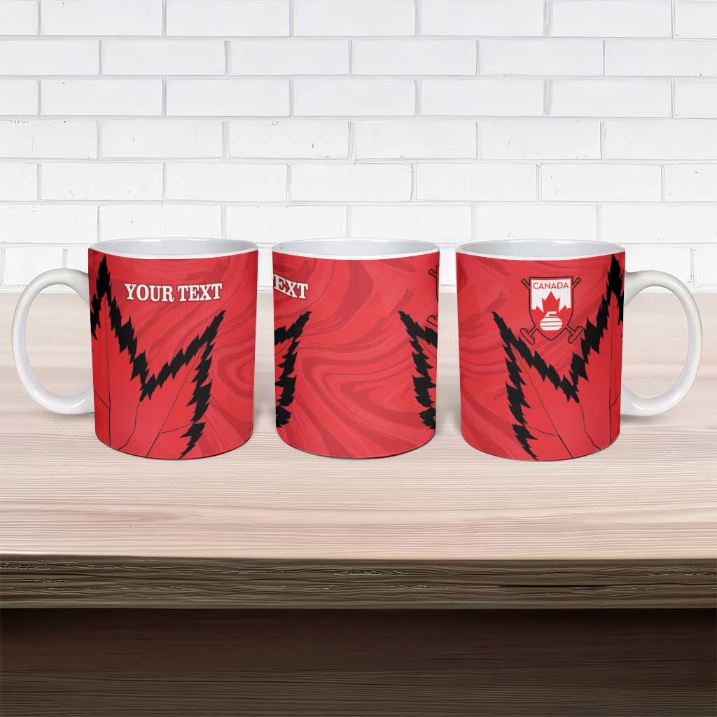 Custom Canada Curling Ceramic Mug Go Maple Leaf Marble Style - Wonder Print Shop