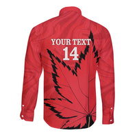 Custom Canada Curling Long Sleeve Button Shirt Go Maple Leaf Marble Style - Wonder Print Shop