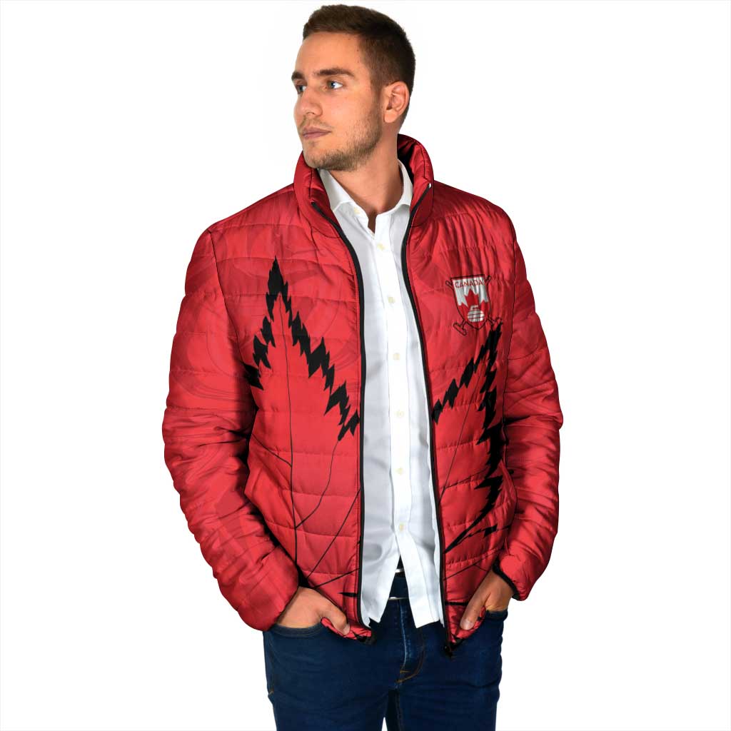 Custom Canada Curling Padded Jacket Go Maple Leaf Marble Style - Wonder Print Shop