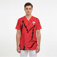 Custom Canada Curling Scrub Top Go Maple Leaf Marble Style - Wonder Print Shop