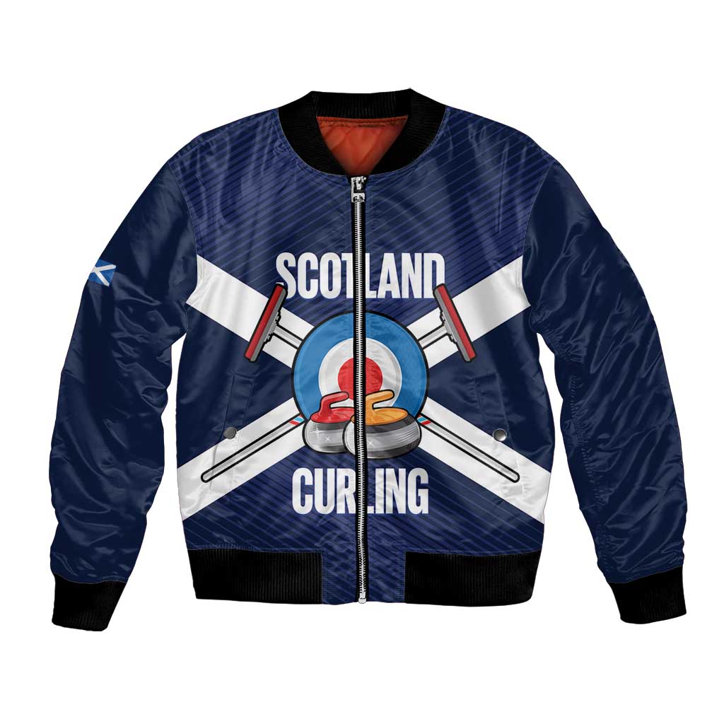 Personalized Scotland Curling Bomber Jacket Go Scottish Flag Style - Wonder Print Shop