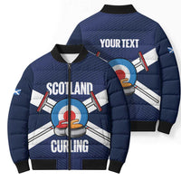 Personalized Scotland Curling Bomber Puffer Jacket Go Scottish Flag Style - Wonder Print Shop
