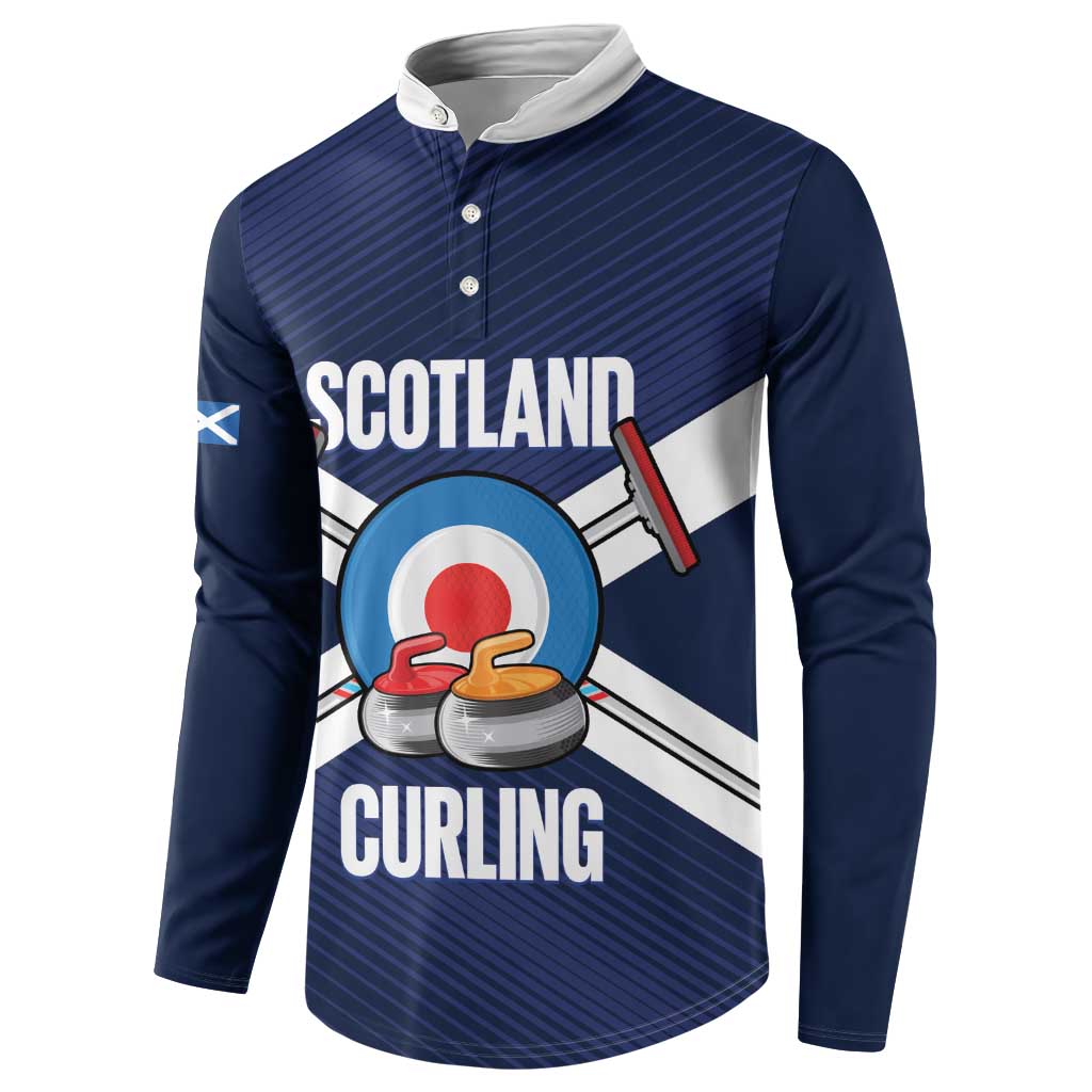 Personalized Scotland Curling Button Sweatshirt Go Scottish Flag Style - Wonder Print Shop