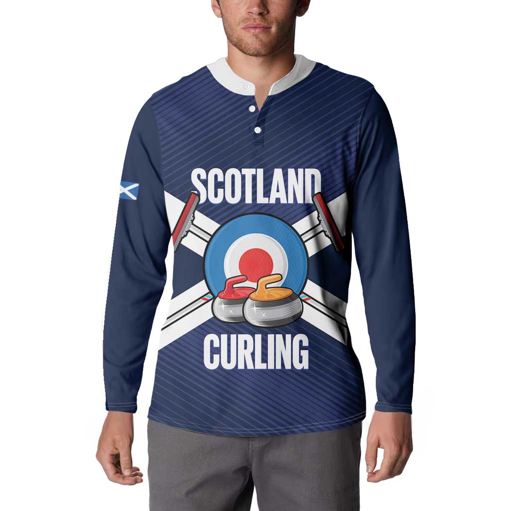 Personalized Scotland Curling Button Sweatshirt Go Scottish Flag Style - Wonder Print Shop