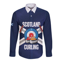 Personalized Scotland Curling Long Sleeve Button Shirt Go Scottish Flag Style - Wonder Print Shop