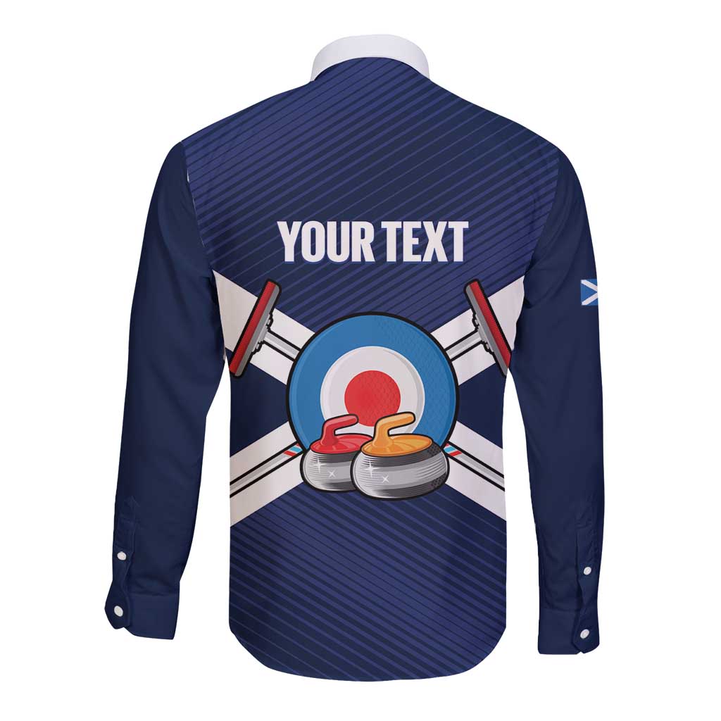 Personalized Scotland Curling Long Sleeve Button Shirt Go Scottish Flag Style - Wonder Print Shop