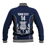 Custom Scotland Curling Baseball Jacket Scottish Thistle Mix Tartan Pattern - Wonder Print Shop
