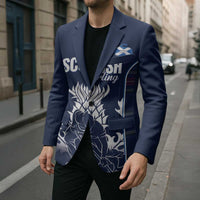 Custom Scotland Curling Blazer Scottish Thistle Mix Tartan Pattern - Wonder Print Shop
