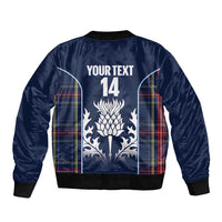 Custom Scotland Curling Bomber Jacket Scottish Thistle Mix Tartan Pattern - Wonder Print Shop