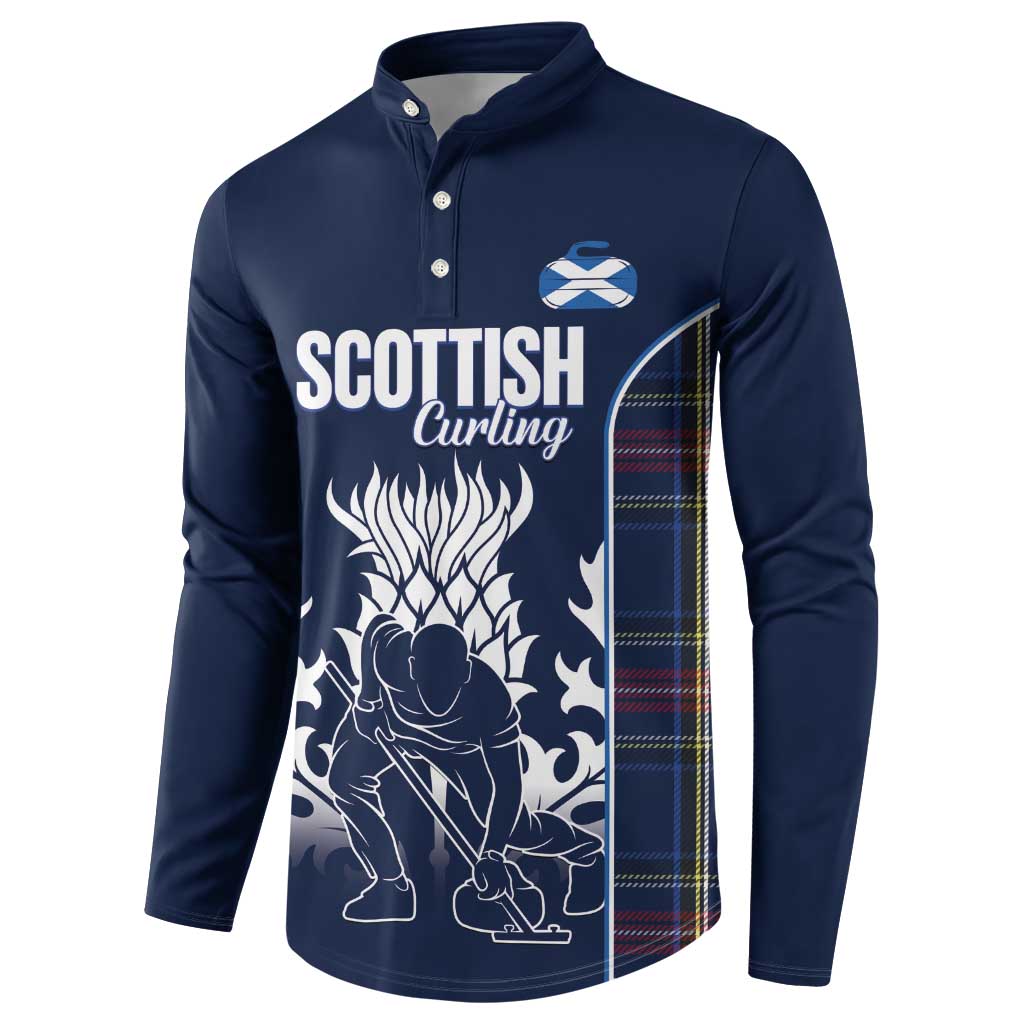 Custom Scotland Curling Button Sweatshirt Scottish Thistle Mix Tartan Pattern - Wonder Print Shop