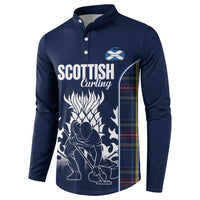 Custom Scotland Curling Button Sweatshirt Scottish Thistle Mix Tartan Pattern - Wonder Print Shop