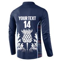 Custom Scotland Curling Button Sweatshirt Scottish Thistle Mix Tartan Pattern - Wonder Print Shop