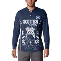 Custom Scotland Curling Button Sweatshirt Scottish Thistle Mix Tartan Pattern - Wonder Print Shop