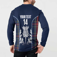 Custom Scotland Curling Button Sweatshirt Scottish Thistle Mix Tartan Pattern - Wonder Print Shop