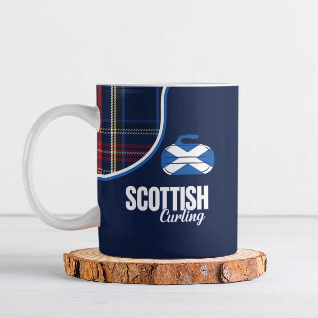 Custom Scotland Curling Ceramic Mug Scottish Thistle Mix Tartan Pattern - Wonder Print Shop