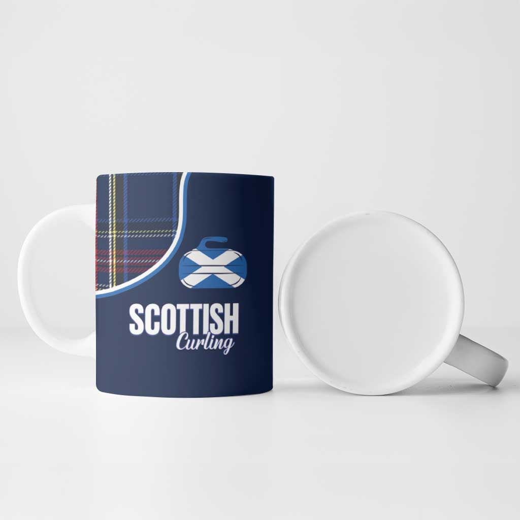 Custom Scotland Curling Ceramic Mug Scottish Thistle Mix Tartan Pattern - Wonder Print Shop