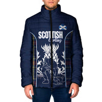 Custom Scotland Curling Padded Jacket Scottish Thistle Mix Tartan Pattern - Wonder Print Shop