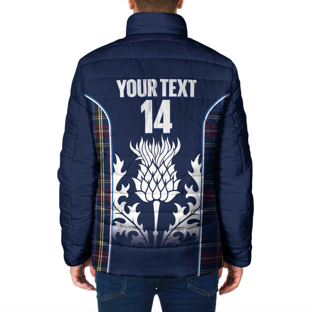 Custom Scotland Curling Padded Jacket Scottish Thistle Mix Tartan Pattern - Wonder Print Shop