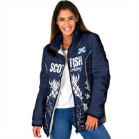 Custom Scotland Curling Padded Jacket Scottish Thistle Mix Tartan Pattern - Wonder Print Shop