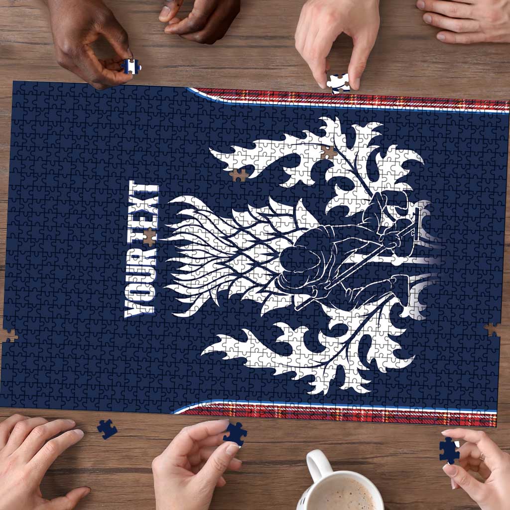 Custom Scotland Curling Puzzle Scottish Thistle Mix Tartan Pattern - Wonder Print Shop