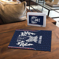 Custom Scotland Curling Puzzle Scottish Thistle Mix Tartan Pattern - Wonder Print Shop