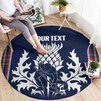 Custom Scotland Curling Round Carpet Scottish Thistle Mix Tartan Pattern - Wonder Print Shop