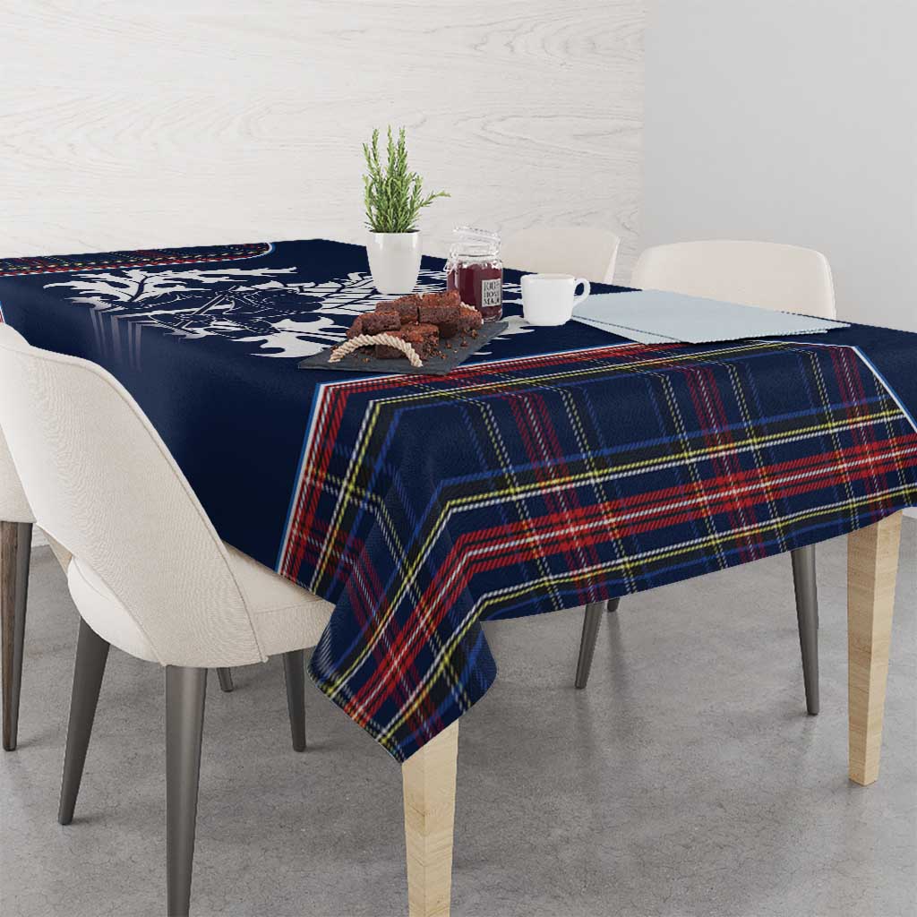 Custom Scotland Curling Tablecloth Scottish Thistle Mix Tartan Pattern - Wonder Print Shop