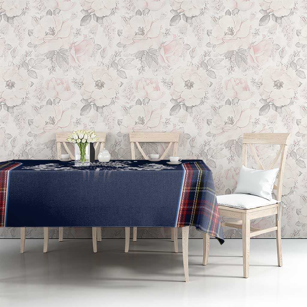Custom Scotland Curling Tablecloth Scottish Thistle Mix Tartan Pattern - Wonder Print Shop