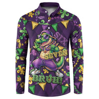 Six Seven Alligator Mardi Gras Button Sweatshirt 67 Gen Alpha Slang Carnival Beads