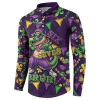 Six Seven Alligator Mardi Gras Button Sweatshirt 67 Gen Alpha Slang Carnival Beads