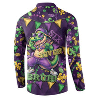 Six Seven Alligator Mardi Gras Button Sweatshirt 67 Gen Alpha Slang Carnival Beads