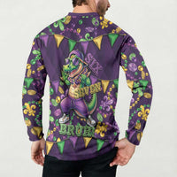 Six Seven Alligator Mardi Gras Button Sweatshirt 67 Gen Alpha Slang Carnival Beads