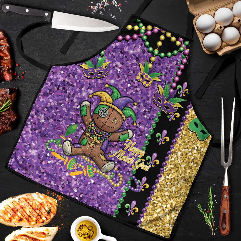 Voodoo Doll Mardi Gras Apron Throw Me Something Mister Glitter Effect