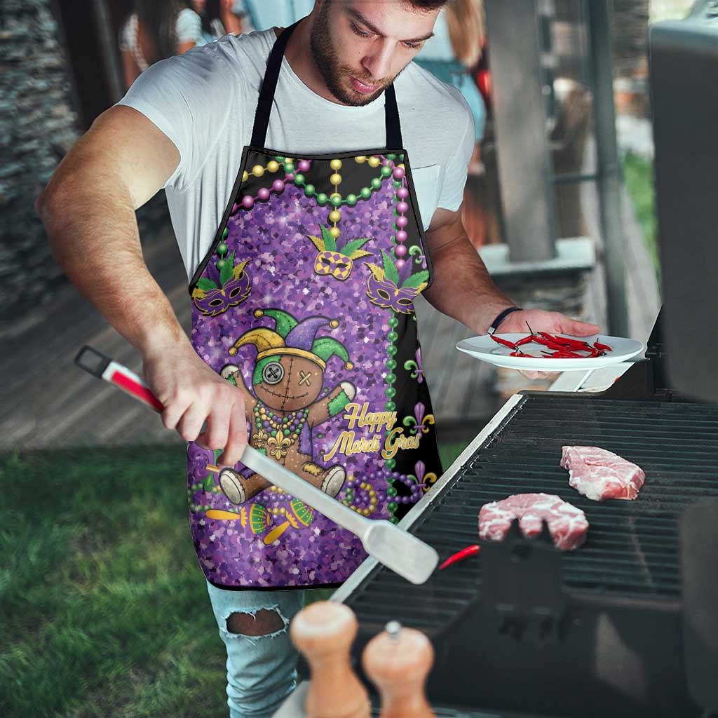 Voodoo Doll Mardi Gras Apron Throw Me Something Mister Glitter Effect