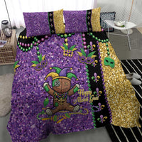 Voodoo Doll Mardi Gras Bedding Set Throw Me Something Mister Glitter Effect