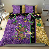 Voodoo Doll Mardi Gras Bedding Set Throw Me Something Mister Glitter Effect