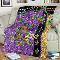 Voodoo Doll Mardi Gras Blanket Throw Me Something Mister Glitter Effect