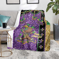 Voodoo Doll Mardi Gras Blanket Throw Me Something Mister Glitter Effect