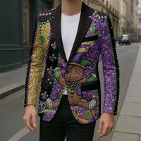 Voodoo Doll Mardi Gras Blazer Throw Me Something Mister Glitter Effect
