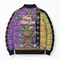 Voodoo Doll Mardi Gras Bomber Puffer Jacket Throw Me Something Mister Glitter Effect