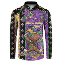 Voodoo Doll Mardi Gras Button Sweatshirt Throw Me Something Mister Glitter Effect